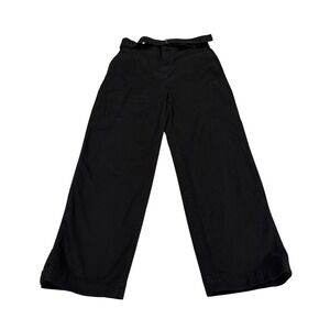 Banana Republic Authentic Chino Black Wide Leg Belted Canvas Pants Size‎ 6